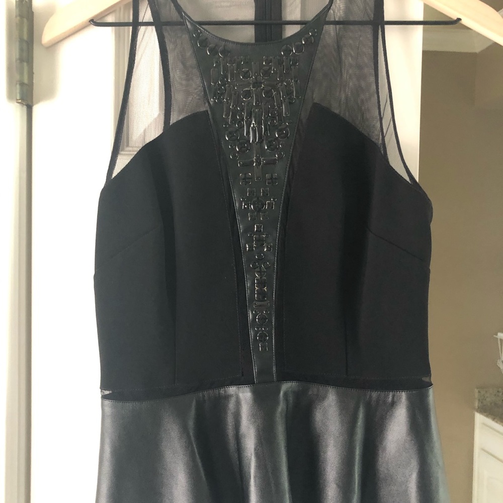 Sachin and Babi leather and jeweled peplum tank